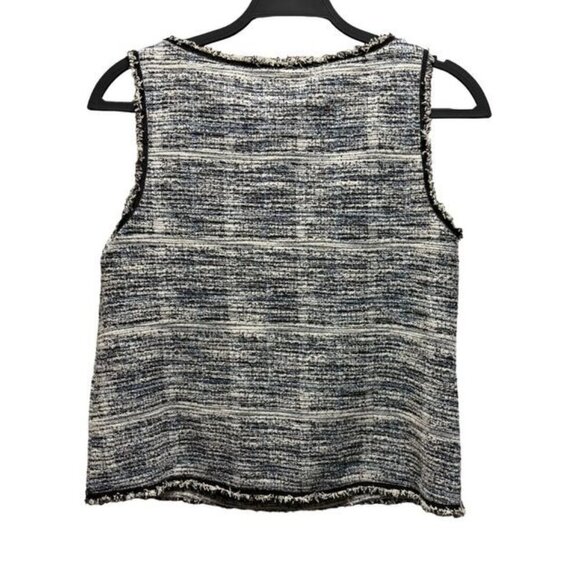 Max Studio XS Sleeveless Tweed Tank Top Blue & White - Picture 2 of 9